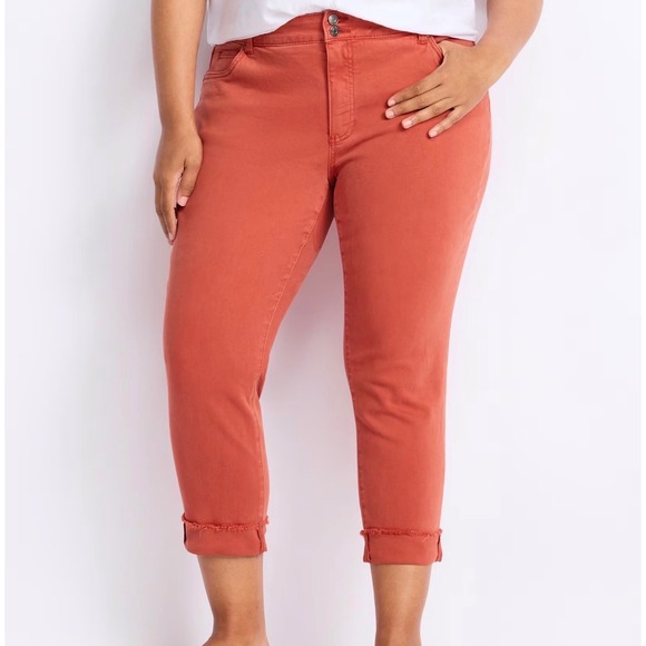 Kut from the Kloth Pants - KUT From the Kloth Amy Crop Straight Leg Roll-Up Jeans – Burnt Orange – Size 16